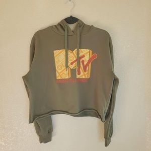 MTV Cropped Hooded Sweatshirt sz L